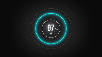 Loading screen at 97%, screen cell phone display while charging battery 97%.