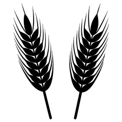 Set of wheat grain ears collection icon. Wheat ear art front view. Agriculture wheat ear silhouette art illustration