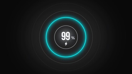 Loading screen at 99%, screen cell phone display while charging battery 99%.