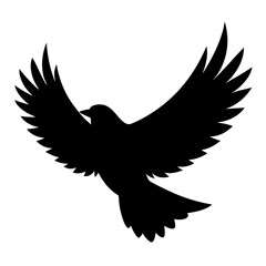 Fototapeta premium Black flying bird shape icon. A simple bird art front view. Bird silhouette art & illustration.