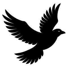 Obraz premium Black flying bird shape icon. A simple bird art front view. Bird silhouette art & illustration.