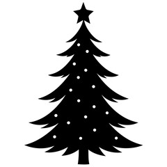 Obraz premium Black Christmas tree shape icons. Holiday tree art front view. Christmas tree silhouette art & illustration.