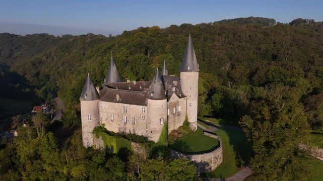 Enchanting views of Veves Castle surrounded by lush green landscapes