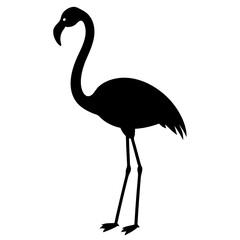 Obraz premium Black flamingo bird shape icon. Flamingo bird art front view. Bird silhouette art & illustration.