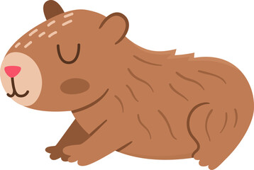 Vector capybara icon. Cute capibara sitting or lying with closed eyes. Funny happy animal illustration isolated on white background. Comic trendy guinea pig clipart