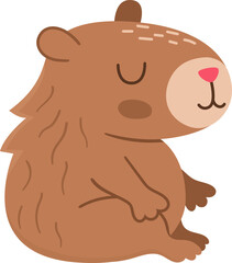 Vector capybara icon. Cute capibara sitting with closed eyes. Funny happy animal illustration isolated on white background. Comic trendy guinea pig clipart