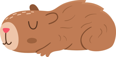 Vector capybara icon. Cute capibara sitting or lying with closed eyes. Funny happy animal illustration isolated on white background. Comic trendy guinea pig clipart