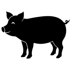 Fototapeta premium Pig shape icons. Pig animal black shape art front view. Black pig animal silhouette art & illustration.