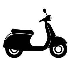 Black women scooter shape icons. Scooter art front view. Scooter modern style silhouette art & illustration.
