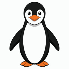 Penguin flat vector illustration on white background.