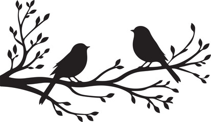 Bird Silhouette Vector Art Download Two Birds Branch