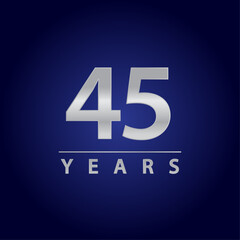 45 years silver gradient for celebration, events, anniversary
