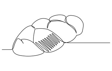 Continuous line art drawing Bread in the form of a baguette Long sandwich bread. One Continuous Line Drawing of Bread Icon. Single Line 