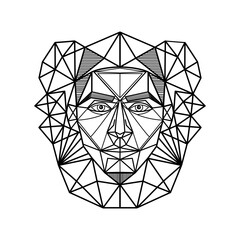 A vintage illustration of an abstract portrait created using geometric shapes