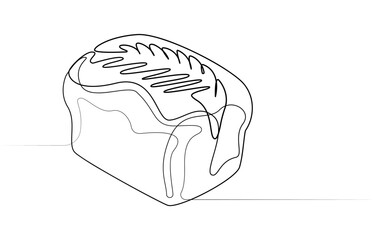 Continuous line art drawing Bread in the form of a baguette Long sandwich bread. One Continuous Line Drawing of Bread Icon. Single Line 