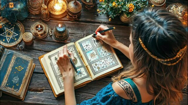 woman fortune teller close up. Selective focus