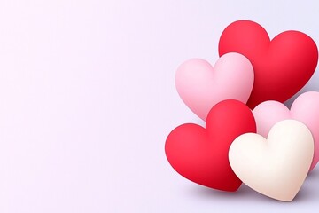 A collection of colorful hearts in various shades, symbolizing love and affection.