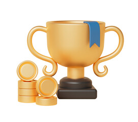 황금 트로피와 동전 Gold Trophy Cup and Coins