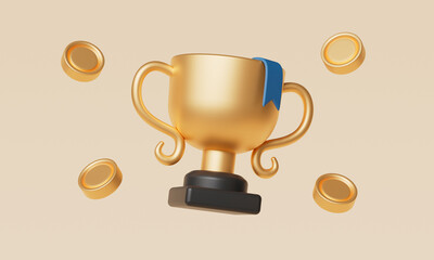 황금 트로피와 동전 Gold Trophy Cup and Coins