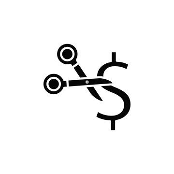 recommend clip art: Cost cutting icon Vector flat thin line illustration