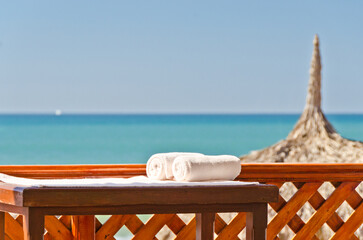 A tranquil spa setting with fantastic ocean view in background