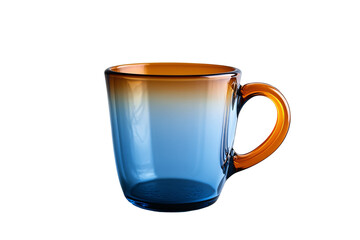 a blue and orange glass cup