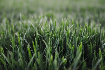 Obraz premium A photo of a close-up view of vibrant green grass blades