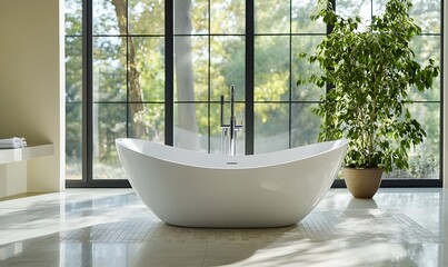 Fototapeta premium A 3D depiction of a white mosaic countertop blurred view of a bathroom or shower room, modern interior design from a perspective view. a grid pattern texture, providing an empty space for a background