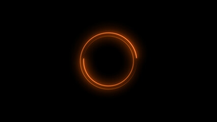 Naklejka premium Neon loading circle orange color 4k illustration. Black background Progress loading bar 4k illustration.