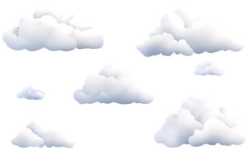 a group of clouds on a white background