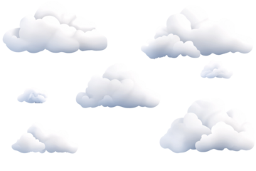 a group of clouds on a white background