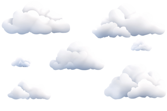 a group of clouds on a white background