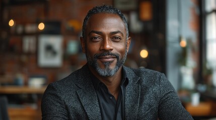 Fototapeta premium A confident African male business coach leads an online webinar, engaging a diverse group of participants. The video call features multiple profiles, showcasing a multinational work team.