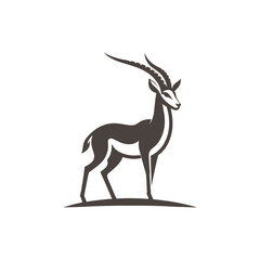 Springbok antelope . Monochrome black and white emblem, logo, icon. isolated vector illustration