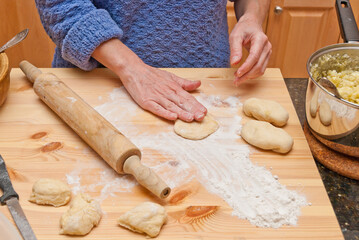 Cooking pirogies. Dough.