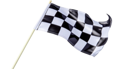 Finish line checkered flag waving at race conclusion