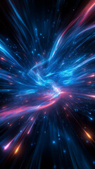 Fototapeta premium Vibrant blue and pink light streaks create cosmic effect
