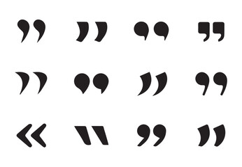 Black quotes icon set. Speech mark. Quotemarks outline speech marks, inverted commas, or talking marks collection. Illustration EPS 10
