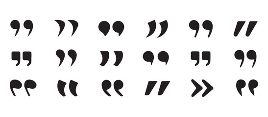 Black quotes icon set. Speech mark. Quotemarks outline speech marks, inverted commas, or talking marks collection. Illustration EPS 10