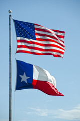 D6640hdr American Flag and Texas State Flag Flying
