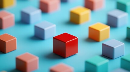 Obraz premium Colorful cubes arranged on a blue background