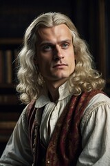 Realistic Portrait of 25 year old Isaac Newton