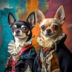 Two Elegant Chihuahuas in Regal Attire