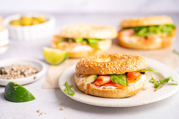 Bagel sandwich with salmon