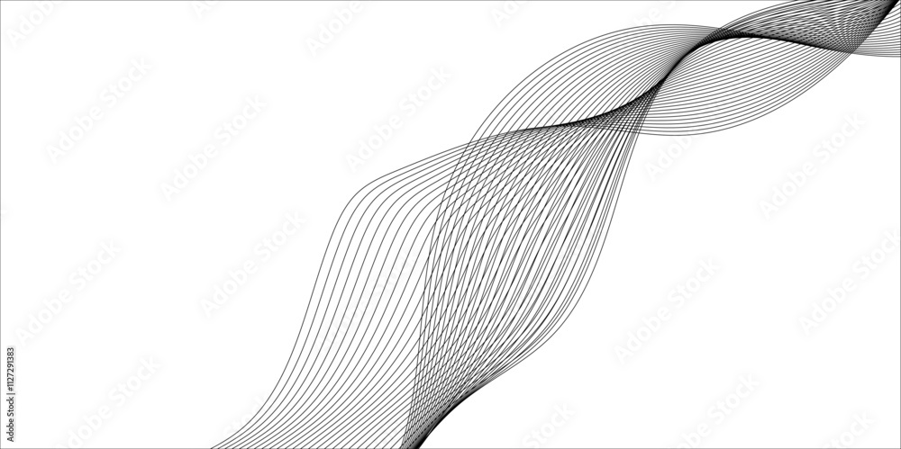 Poster abstract wave element for line design, dynamic sound wave isolated on white background, illustration
