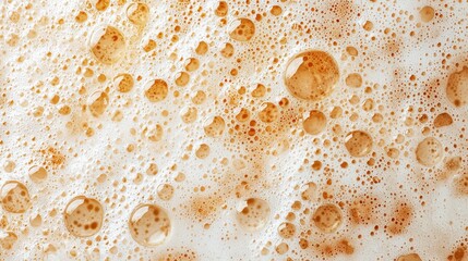 Close-up of frothy beer bubbles, showcasing a creamy texture and golden hue, ideal for beverage enthusiasts and brew lovers.