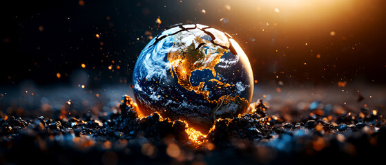 Impact of climate change on co2 levels a cracked earth perspective global environment digital art...