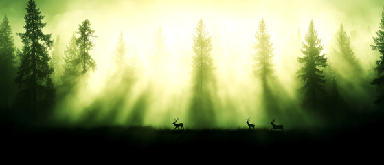 Obraz premium Climate action co2 mitigation through forest conservation serene forest landscape wildlife habitat atmospheric awareness nature's impact on climate change