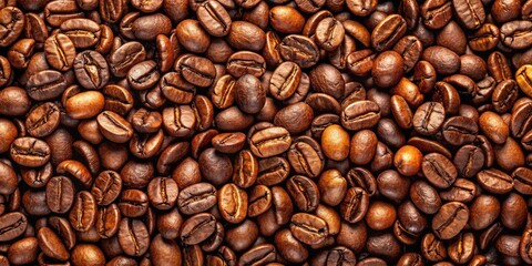 Obraz premium Generative AI renders a high-depth-of-field abstract, repeating coffee bean pattern.