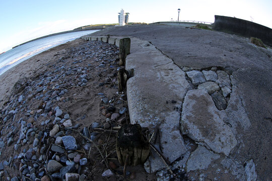 Cracked cement wave protection - Footdee - Aberdeen - Scotland - UK